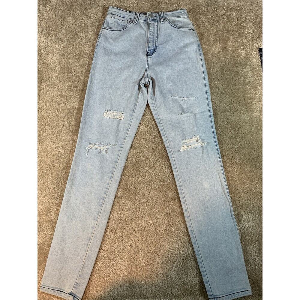 Nasty Gal Women's Size 25 Blue Skinny Distressed Light Wash Jeans 232
